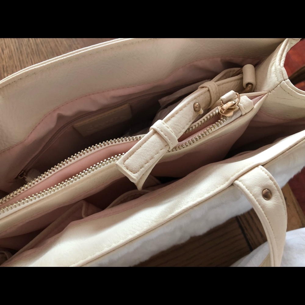 Fur/leather white handbag from charming Charlie’s
